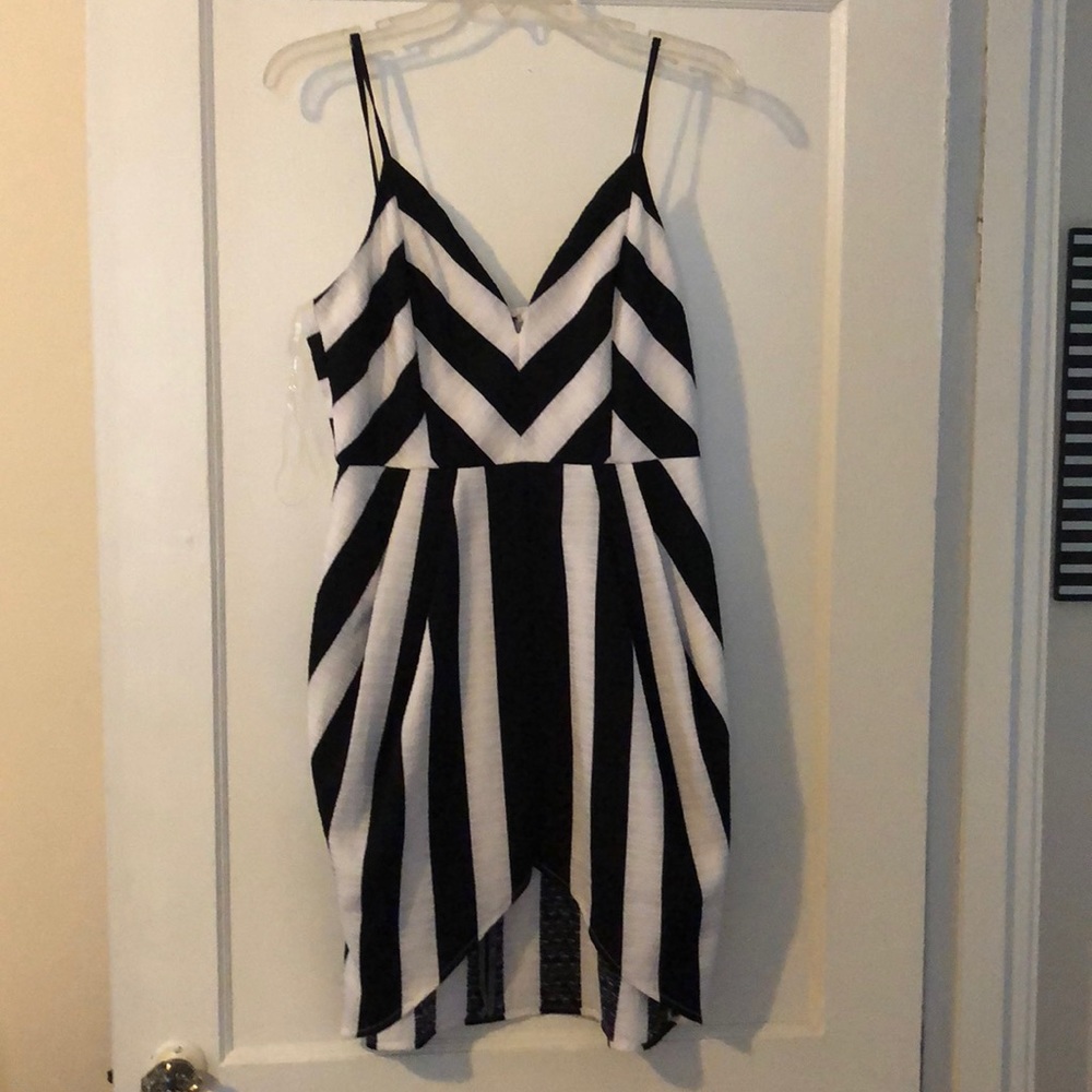 Black and white striped dress size Large, DO+BE